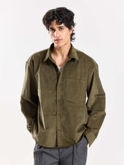 Olive Corduroy Oversized Shirt